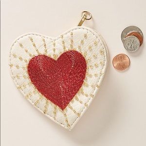 🌙Anthropologie Embellished Heart Pouch